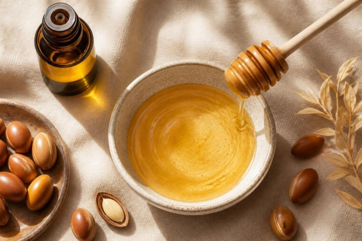Homemade argan oil and honey face mask